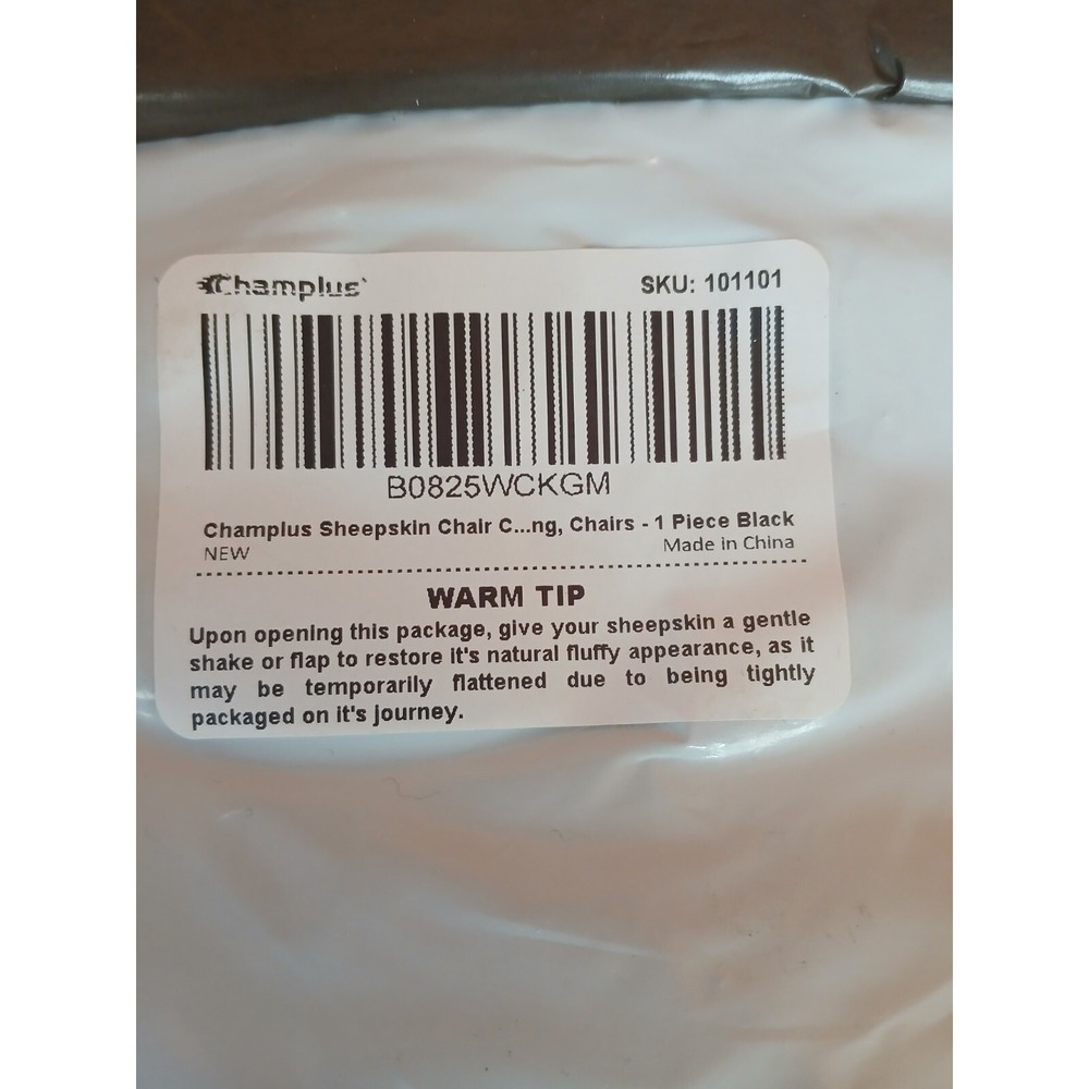 champlus sheepskin 101101 black chair seat cover sealed new A5 - Picture 2 of 3